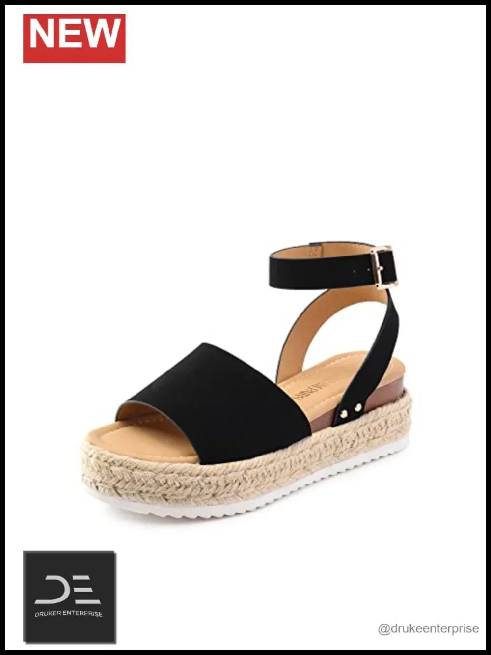 Platform Espadrille Wedge Sandals with Adjustable Ankle Strap and Cushioned
